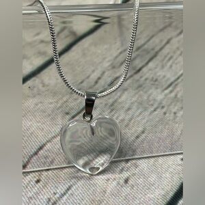 NEW heart pendant &necklace 925 sterling silver plated.Total length 12’